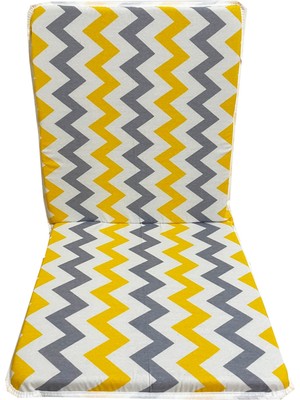 Nelson Sandalye Minderi Arkalıklı Lastikli Fermuarlı Süngerli-1 Adet(Sarı Gri Zikzak)Yıkanabilir