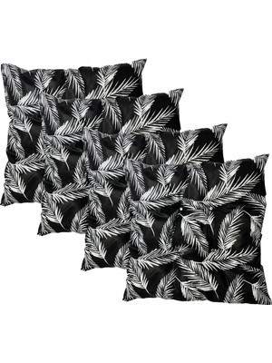 Nelson Dekoratif Pofidik Puf Sandalye Minderi  Kare 35X35X7 Cm-Siyah Tüy(4 Adet)