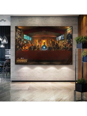 SML Tablo Last Dinner Marvel Son Akşam Yemeği Süper Kahramnalar Art Kanvas Tablo