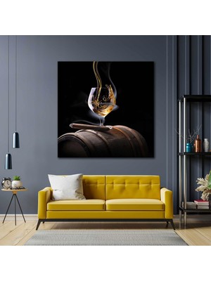 SML Tablo Ahşap Fıçı Üstündeki Viski Yanan Pro Kanvas Tablo