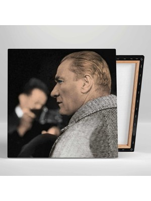 SML Tablo Gazi Mustafa Kemal Atatürk Renklendirilmiş Fotoğrafı Büyük Önder Kanvas Tablo