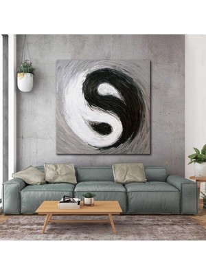 SML Tablo Siyah Beyaz Ying Yang Sembolü Art Kanvas Tablo