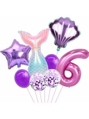 Parti Station Deniz Kızı Rakam Konsept Yaş Balon Doğum Günü Set Yaş Balon Set
