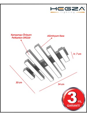 Hegza Lighting Parrılla  Gri Kasa Gün Işığı  Ledli Modern Plafonyer LED Avize Salon Mutfak Oturma Odası