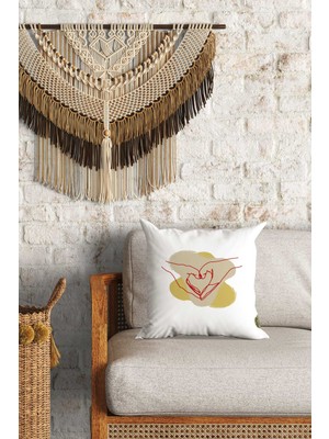 Caisya Home Çizgi Kalp Desenli Çift Yön Dijital Baskılı Dekoratif Kırlent Kılıfı Yastık Kılıfı 39 x 39 cm