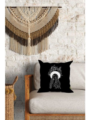 Caisya Home Modern Kız Desenli Çift Yön Dijital Baskılı Dekoratif Kırlent Kılıfı Yastık Kılıfı 39 x 39 cm