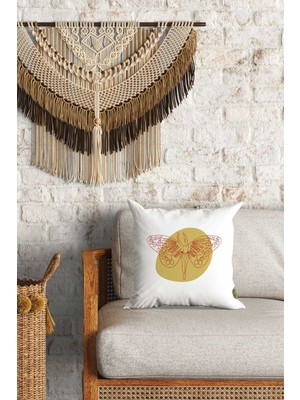 Caisya Home Çizgi Kelebek Desenli Çift Yön Dijital Baskılı Dekoratif Kırlent Kılıfı Yastık Kılıfı 39 x 39 cm