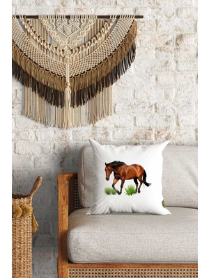 Caisya Home At Desenli Çift Yön Dijital Baskılı Dekoratif Kırlent Kılıfı Yastık Kılıfı 39 x 39 cm