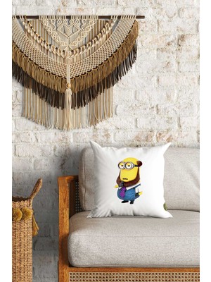 Caisya Home Minyonlar Desenli Çift Yön Dijital Baskılı Dekoratif Kırlent Kılıfı Yastık Kılıfı 39 x 39 cm