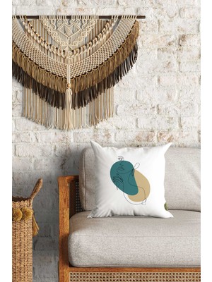 Caisya Home Modern Silüet Desenli Çift Yön Dijital Baskılı Dekoratif Kırlent Kılıfı Yastık Kılıfı 39 x 39 cm