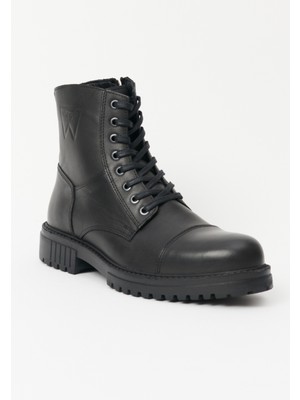 Wrangler Deri Siyah Postal Bot