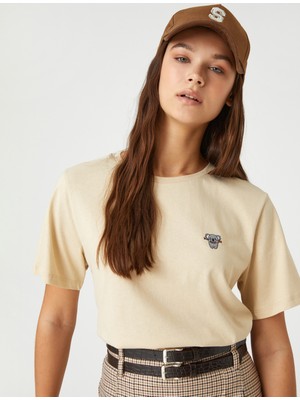 Koton Kısa Kollu Tişört Bisiklet Yaka Koala İşlemeli