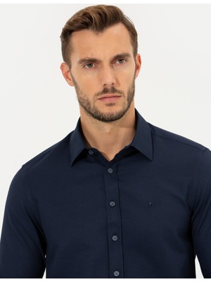 Pierre Cardin Erkek Lacivert Slim Fit Gömlek 50260311-VR033