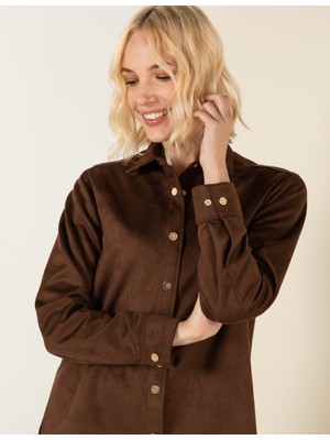 Pierre Cardin Kadın Kahverengi Comfort Gömlek 50254473-VR029
