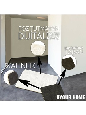 Uygur Home Home Sweet Home Temalı Coco Görünümlü Dekoratif Dış Kapı Önü ve Iç Mekan Paspası 45 x 75