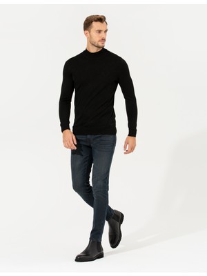 Pierre Cardin Erkek Siyah Slim Fit Balıkçı Yaka Triko Kazak 50259865-VR046