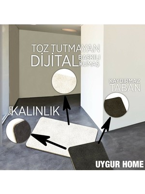 Uygur Home Bas Bas Çekinme Temalı Coco Görünümlü Dekoratif Dış Kapı Önü ve Iç Mekan Paspası