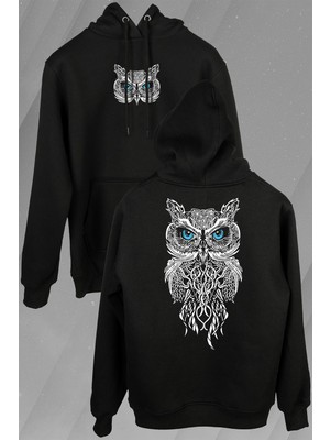 Kendim Seçtim Owl Baykuş Design Desen Tasarım Yavru Minik Kuş Ön ve Arka Baskılı Sweatshirt Unisex Kapüşonlu Hoodie