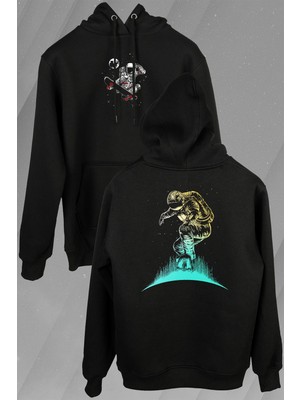 Kendim Seçtim Astronot Uzay Cosmos Ay Dünya Gezegen Galaksi Ön ve Arka Baskılı Sweatshirt Unisex Kapüşonlu Hoodie