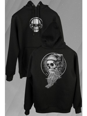 Kendim Seçtim Skull Kuru Kafa Kulaklık Listen Music Ön ve Arka Baskılı Sweatshirt Unisex Kapüşonlu Hoodie