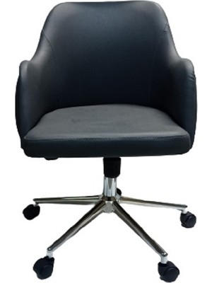 Kamusal Market Bilgisayar Sandalyesi Kapitone Desenli Antrasit Renk Suni Deri