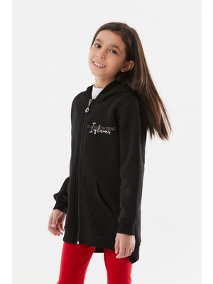 FullaModa Fermuarlı Kapüşonlu Kız Çocuk Sweatshirt