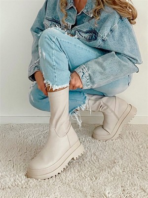 BeBeQ St.jones Bej Streç Kısa Kadın Bot