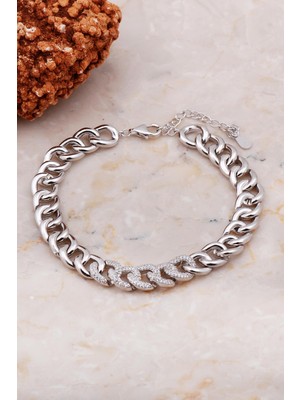 Sümer Telkari Gurmet Yarı Taşlı Rodyumlu Gümüş Bileklik 4182