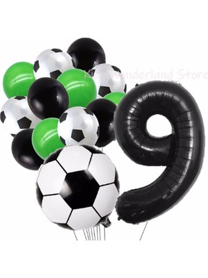 Parti Station Futbol Topu Maç Balon Set Yıldız Balon Folyo Set Konsept Doğum Günü Set Yaş Balon Set