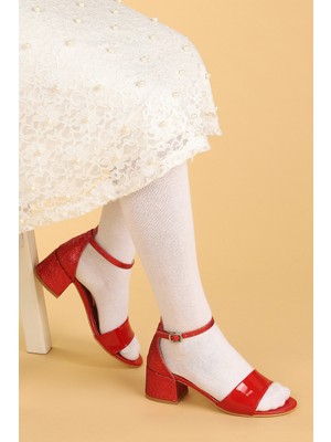 Kiko Kids Kiko 768 Ayna Kum Günlük Kız Çocuk 3 cm Topuk Sandalet Ayakkabı Kırmızı