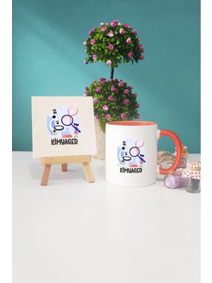 Hedizu Kimyagere Hediye Kimyager Turuncu Kupa Bardak Dekoratif Taş