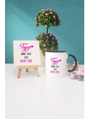 Hedizu Teyze Anne Gibi Ama Daha Cool Siyah Kupa Bardak Dekoratif Taş