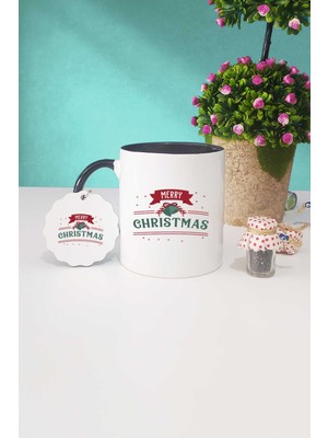 Hedizu Merry Christmas Yılbaşı Hediyesi Siyah Kupa Bardak Anahtarlık