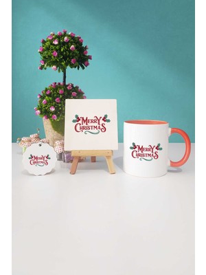 Hedizu Merry Christmas Yılbaşı Hediyesi Turuncu Kupa Bardak Dekoratif Taş Anahtarlık