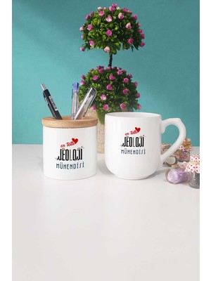 Hedizu En Tatlı Jeoloji Mühendisi Hediye Oval Kupa Bardak Kalemlik