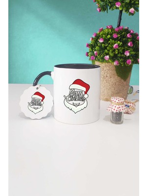 Hedizu Merry Christmas Yılbaşı Hediyesi Siyah Kupa Bardak Anahtarlık
