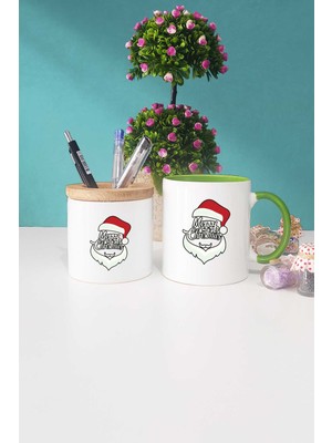Hedizu Merry Christmas Yılbaşı Hediyesi Yeşil Kupa Bardak Kalemlik