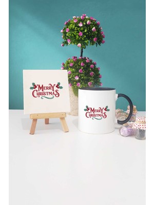 Hedizu Merry Christmas Yılbaşı Hediyesi Siyah Kupa Bardak Dekoratif Taş