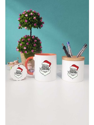 Hedizu Merry Christmas Yılbaşı Hediyesi Turuncu Kupa Bardak Kalemlik Anahtarlık