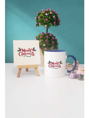 Hedizu Merry Christmas Yılbaşı Hediyesi Lacivert Kupa Bardak Dekoratif Taş