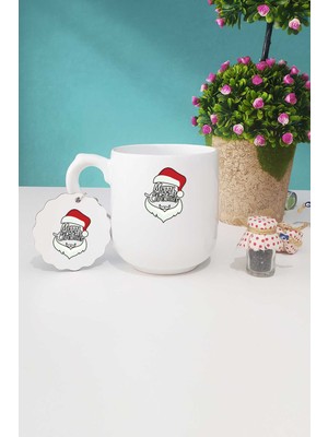 Hedizu Merry Christmas Yılbaşı Hediyesi Oval Kupa Bardak Anahtarlık