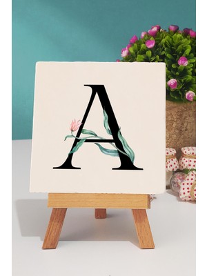 Hedizu Çiçek Desenli A Harfli Dekoratif Taş Baskı