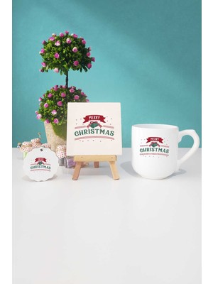 Hedizu Merry Christmas Yılbaşı Hediyesi Oval Kupa Bardak Dekoratif Taş Anahtarlık