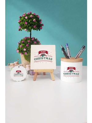 Hedizu Merry Christmas Yılbaşı Hediyesi Dekoratif Taş Anahtarlık Kalemlik