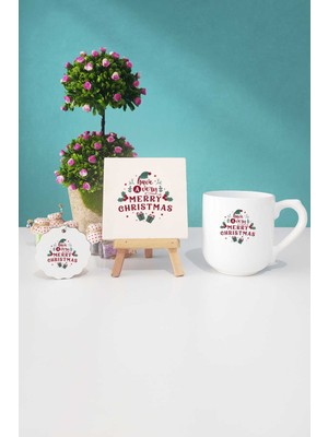 Hedizu Merry Christmas Yılbaşı Hediyesi Oval Kupa Bardak Dekoratif Taş Anahtarlık