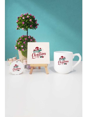 Hedizu Merry Christmas Oval Kupa Bardak Dekoratif Taş Anahtarlık