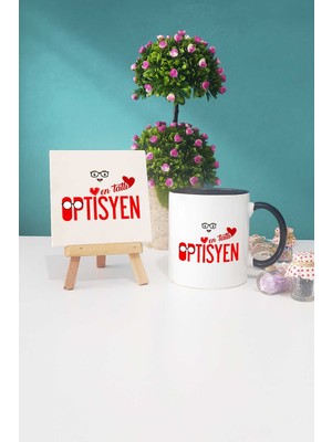 Hedizu En Tatlı Optisyen Hediye Siyah Kupa Bardak Dekoratif Taş