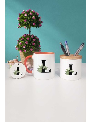 Hedizu Botanik L Harfli Turuncu Kupa Bardak Kalemlik Anahtarlık