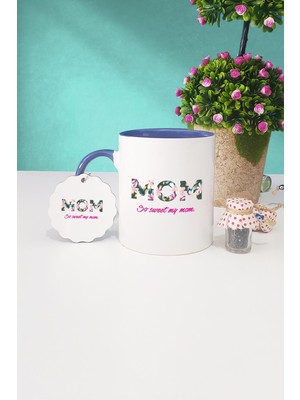 Hedizu Anneler Günü Hediyesi Mom Lacivert Kupa Bardak Anahtarlık