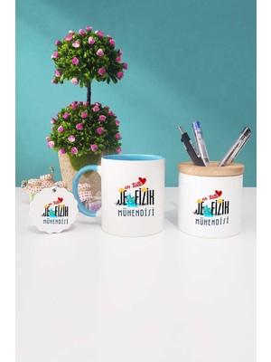 Hedizu En Tatlı Jeofizik Mühendisi Hediye Mavi Kupa Bardak Kalemlik Anahtarlık